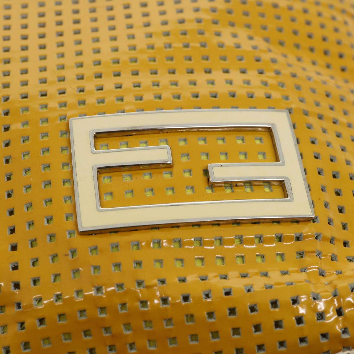 FENDI Tote Bag Enamel Yellow White ac1799
