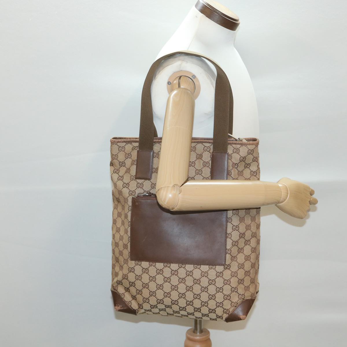 GUCCI GG Canvas Tote Bag Beige Brown 0190401 ac1839