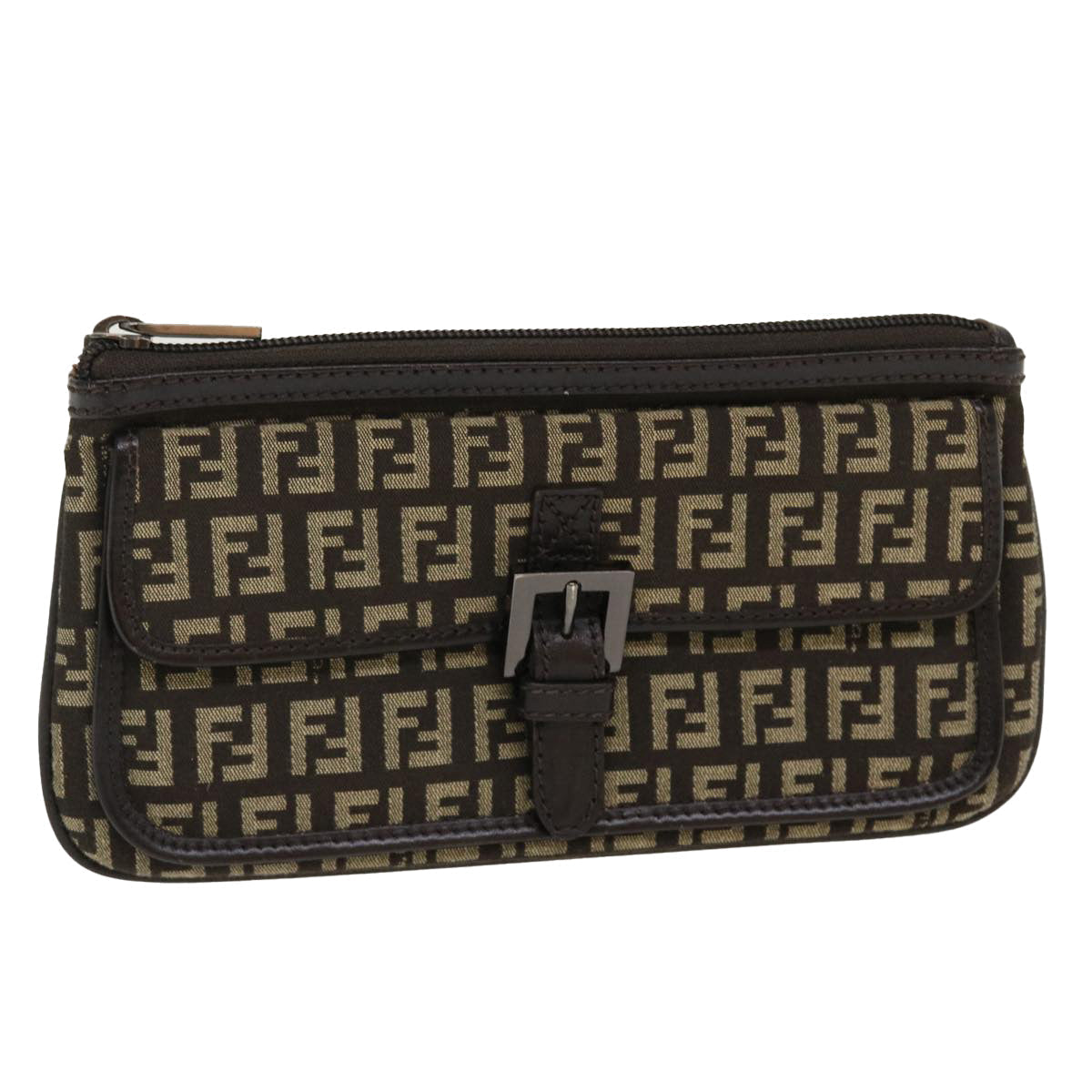 FENDI Zucchino Canvas Pouch Brown ac1919