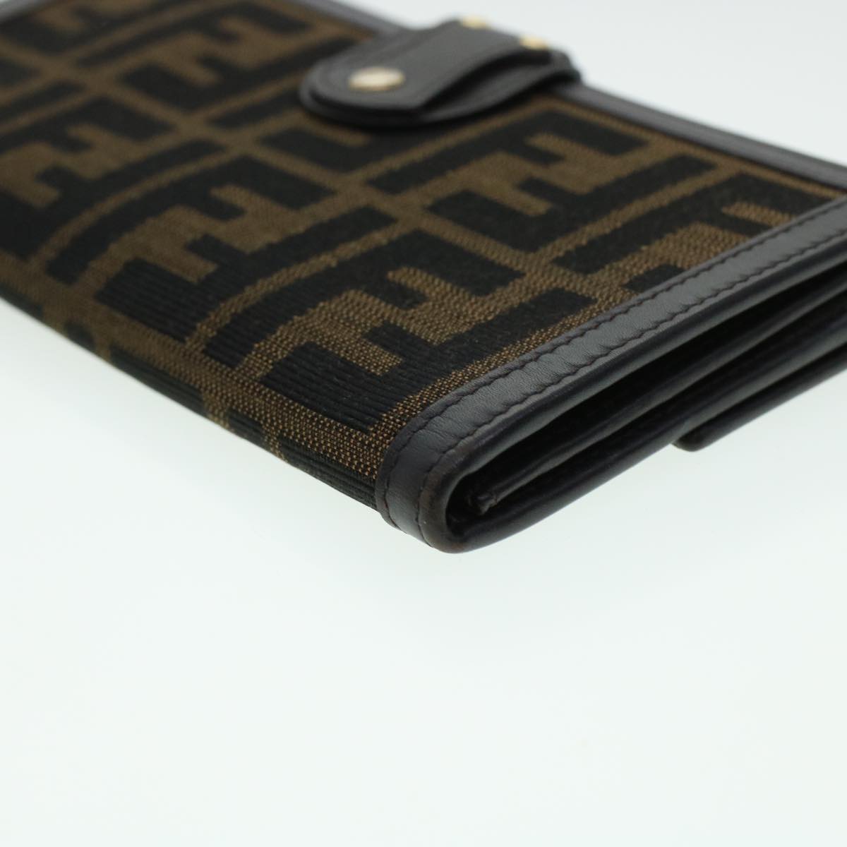FENDI Zucca Canvas Wallet Black Brown ac1940