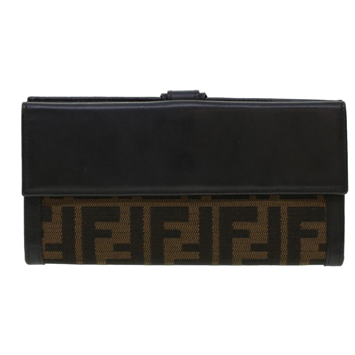 FENDI Zucca Canvas Wallet Black Brown ac1940