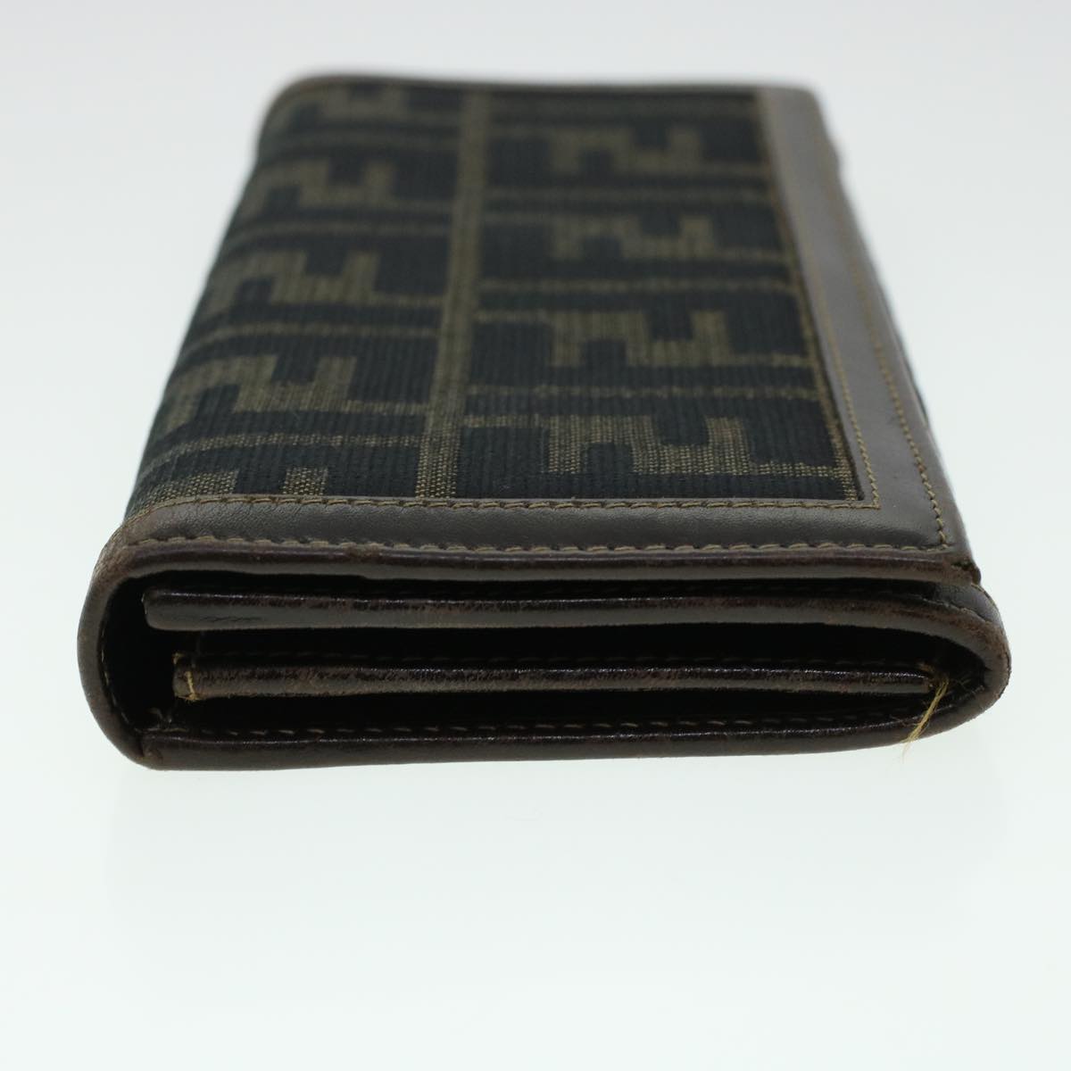 FENDI Zucca Canvas Wallet Leather 2Set Black Brown ac1941