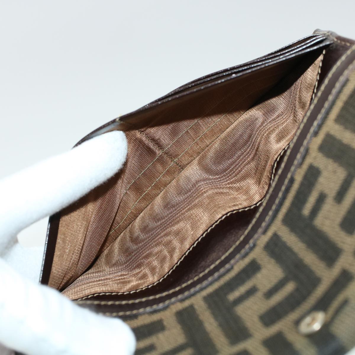 FENDI Zucca Canvas Wallet Leather 2Set Black Brown ac1941