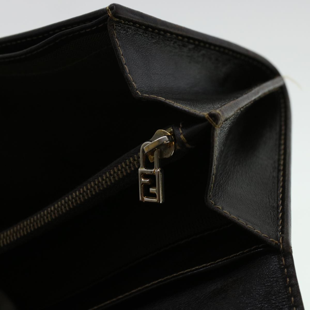 FENDI Zucca Canvas Wallet Leather 2Set Black Brown ac1941