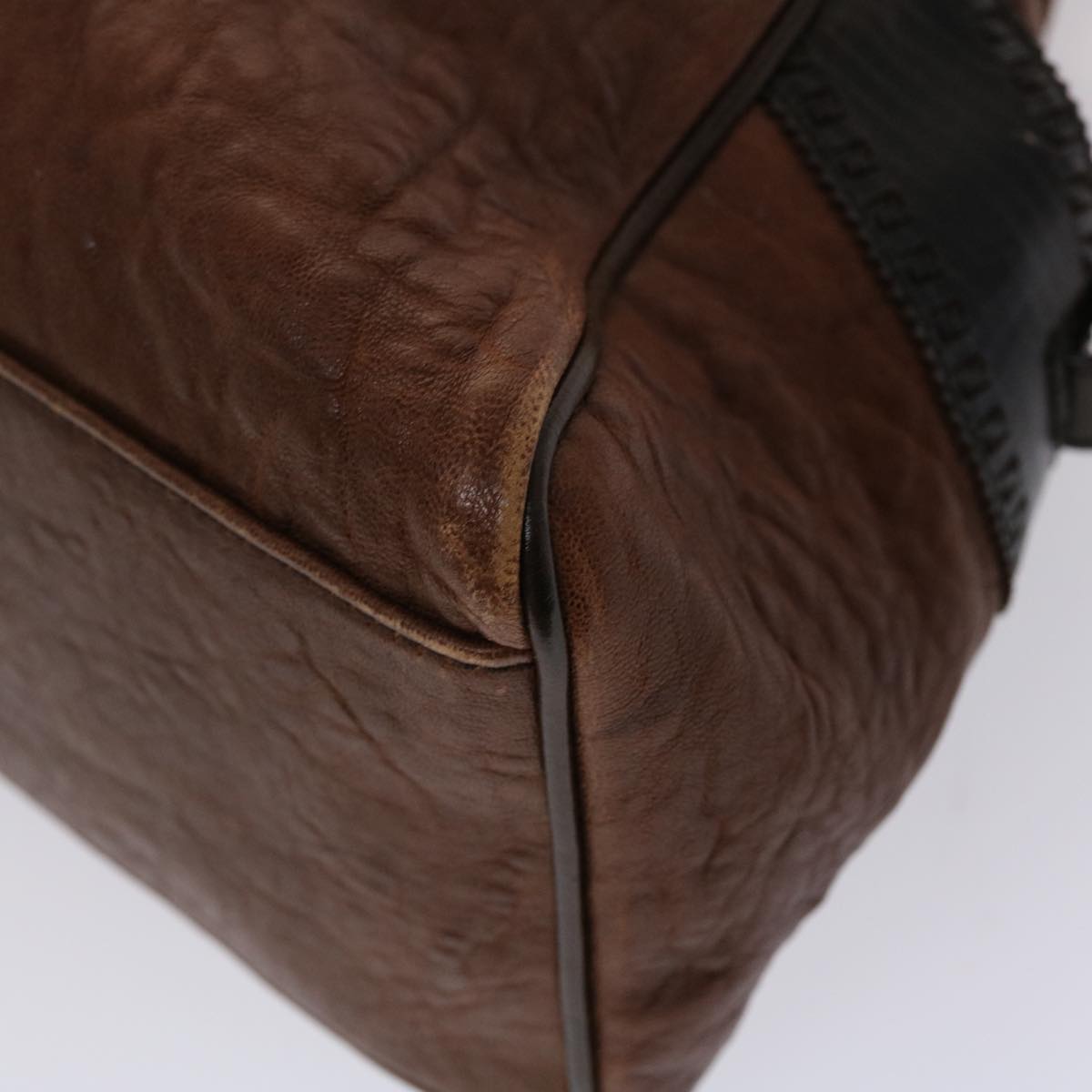 FENDI Etnico Hand Bag Leather Brown ac1980