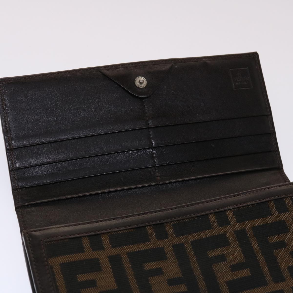 FENDI Zucca Canvas Long Wallet Black Brown ac2048