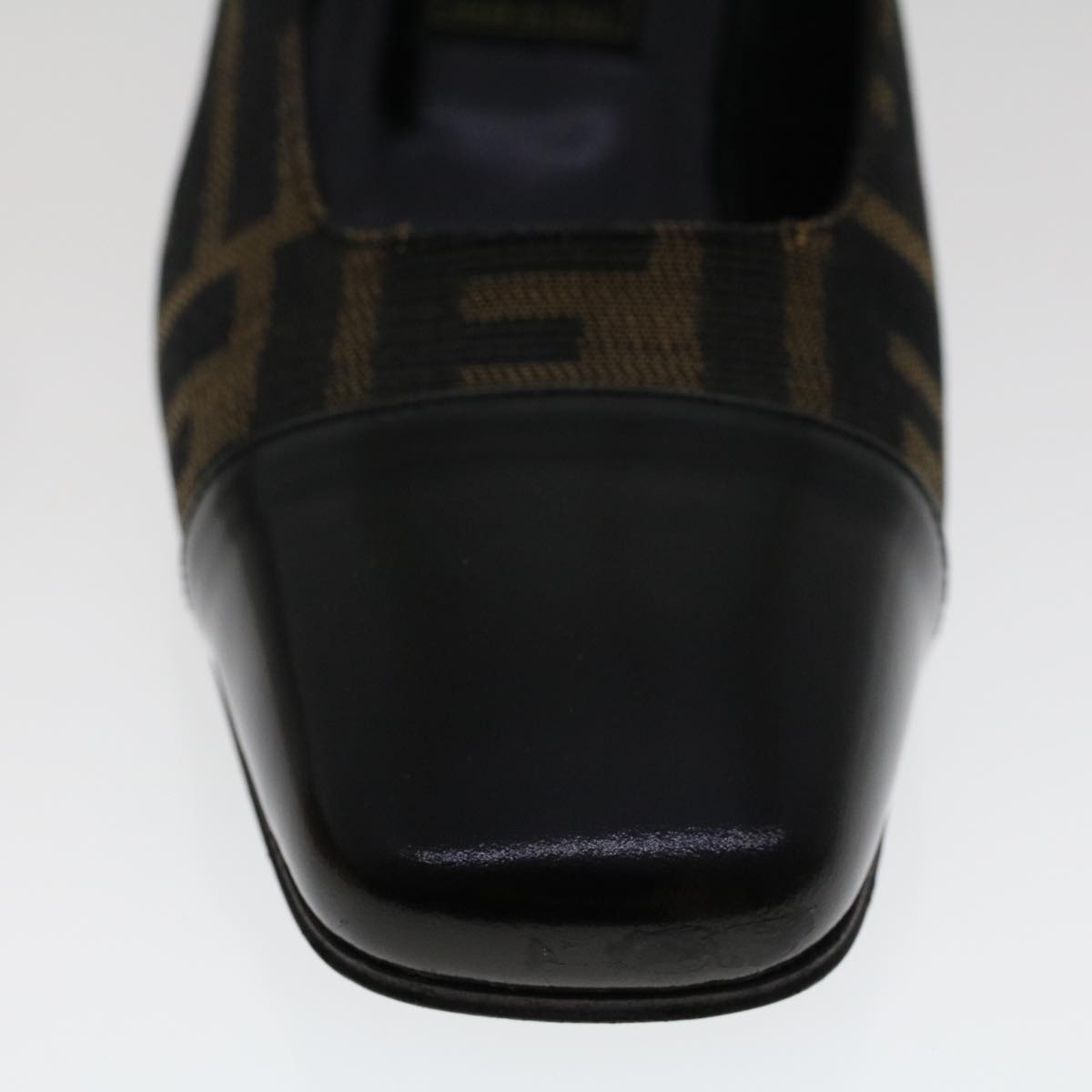 FENDI Zucca Canvas Pumps High Heels 34.5 Brown Black ac2059