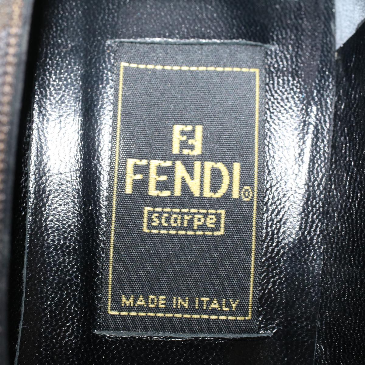 FENDI Zucca Canvas Pumps High Heels 34.5 Brown Black ac2059