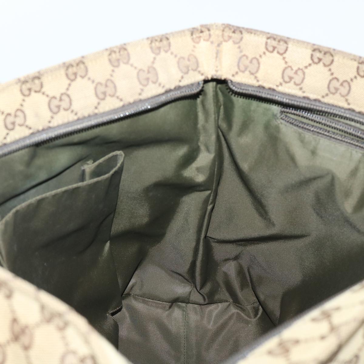GUCCI GG Canvas Web Sherry Line Nylon Mat Hand Bag 2Set Beige Pink ac2073