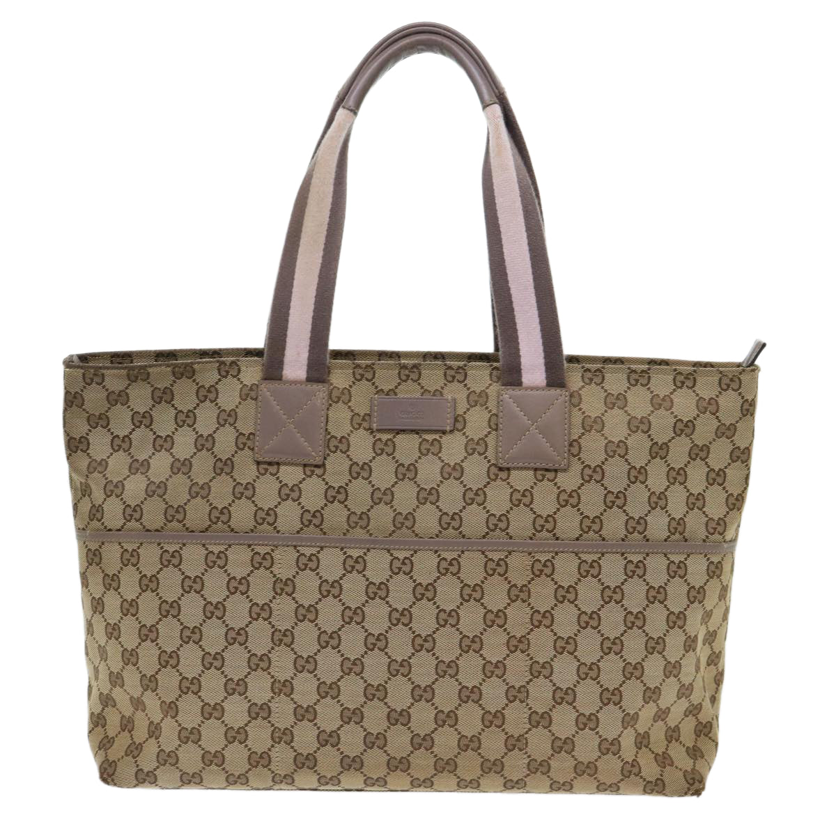 GUCCI GG Canvas Web Sherry Line Nylon Mat Hand Bag 2Set Beige Pink ac2073