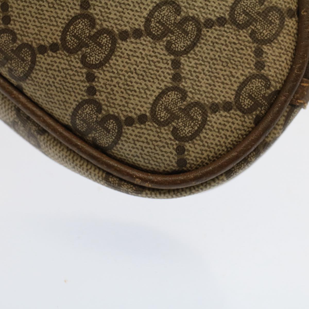 GUCCI GG Canvas Pouch PVC Leather Beige ac2099