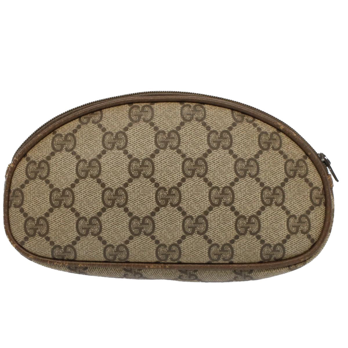 GUCCI GG Canvas Pouch PVC Leather Beige ac2099