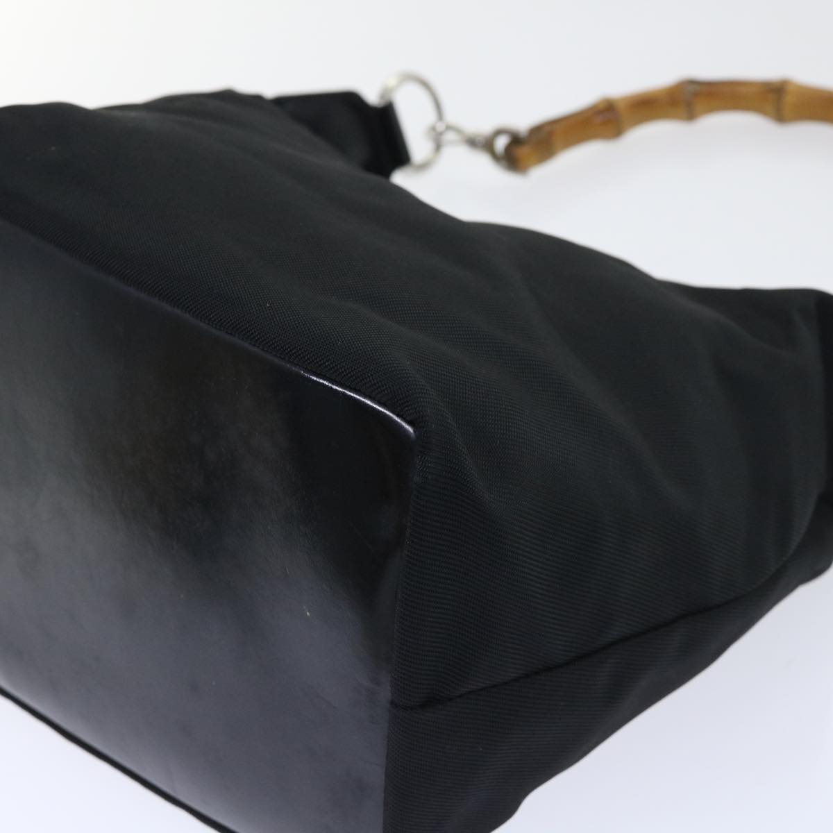 GUCCI Bamboo Shoulder Bag Nylon Black ac2138