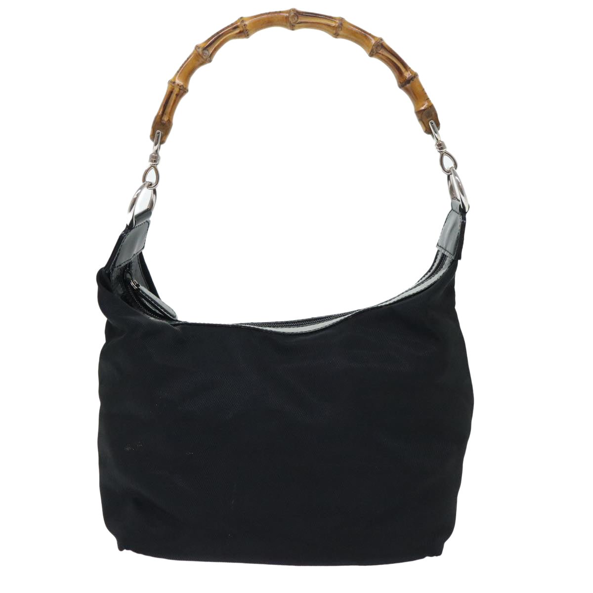 GUCCI Bamboo Shoulder Bag Nylon Black ac2138