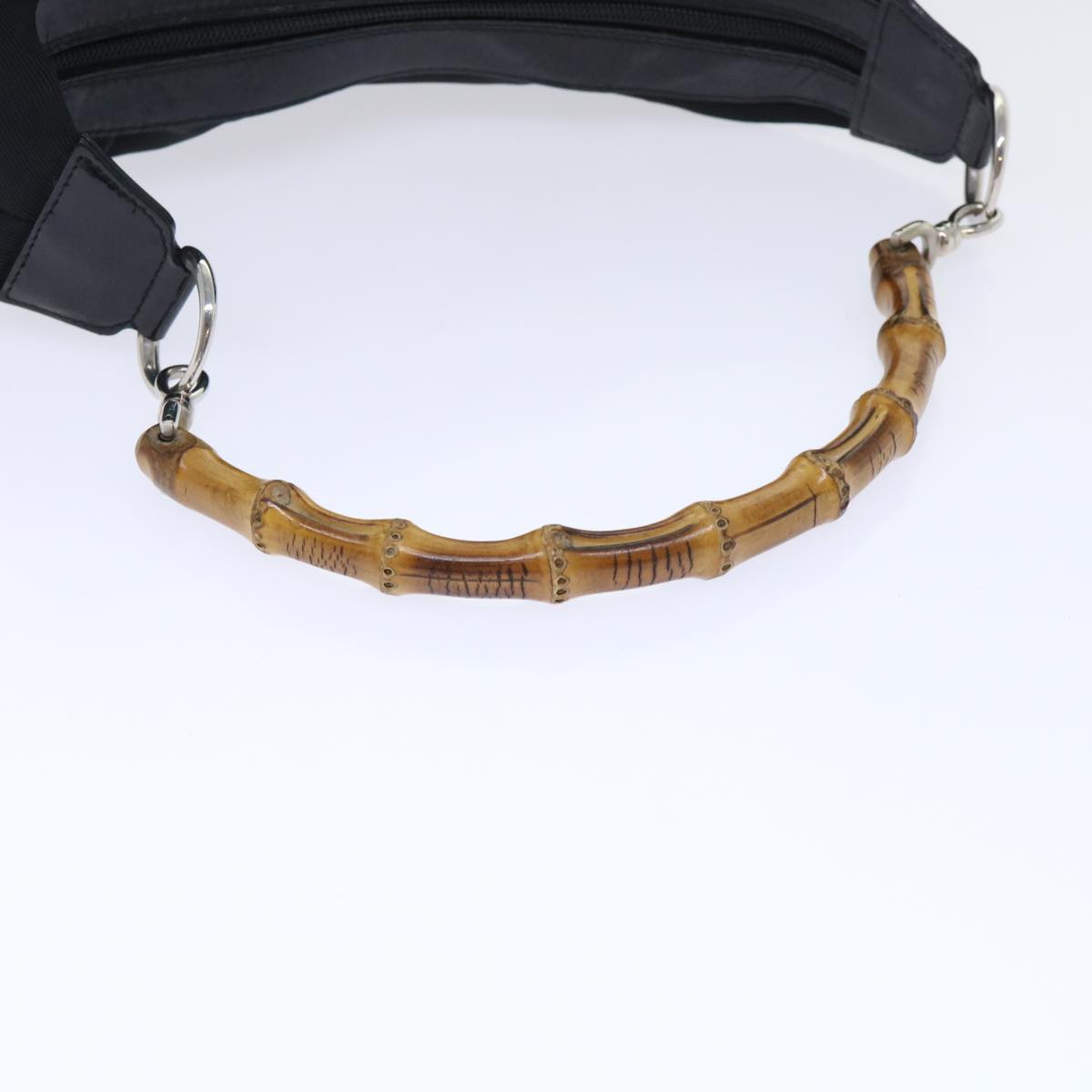 GUCCI Bamboo Shoulder Bag Nylon Black ac2138