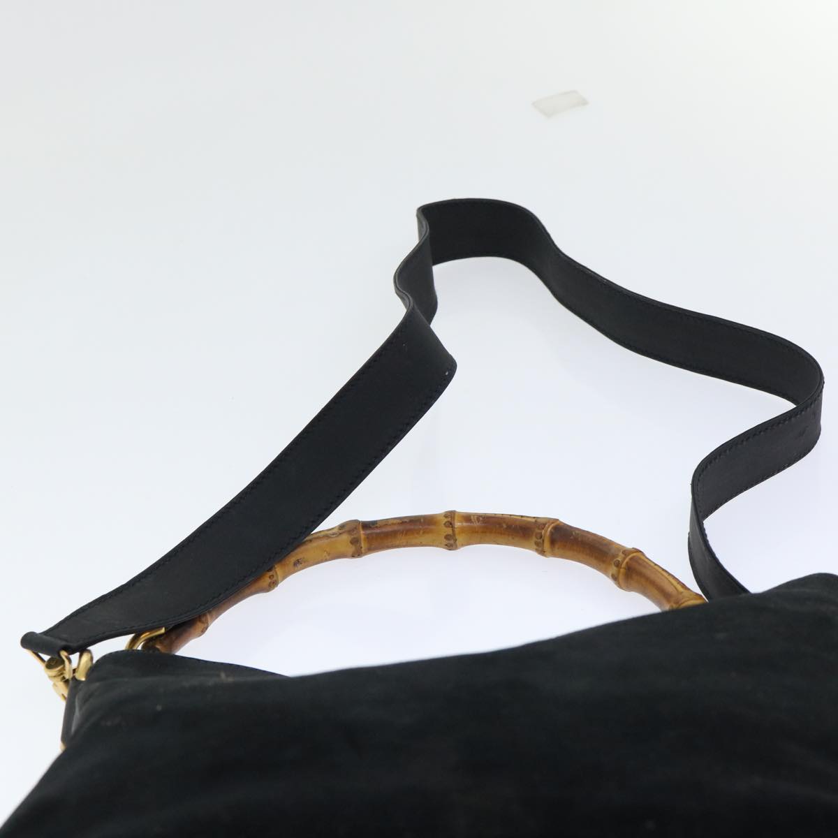 GUCCI Bamboo Shoulder Bag Suede 2way Black ac2139