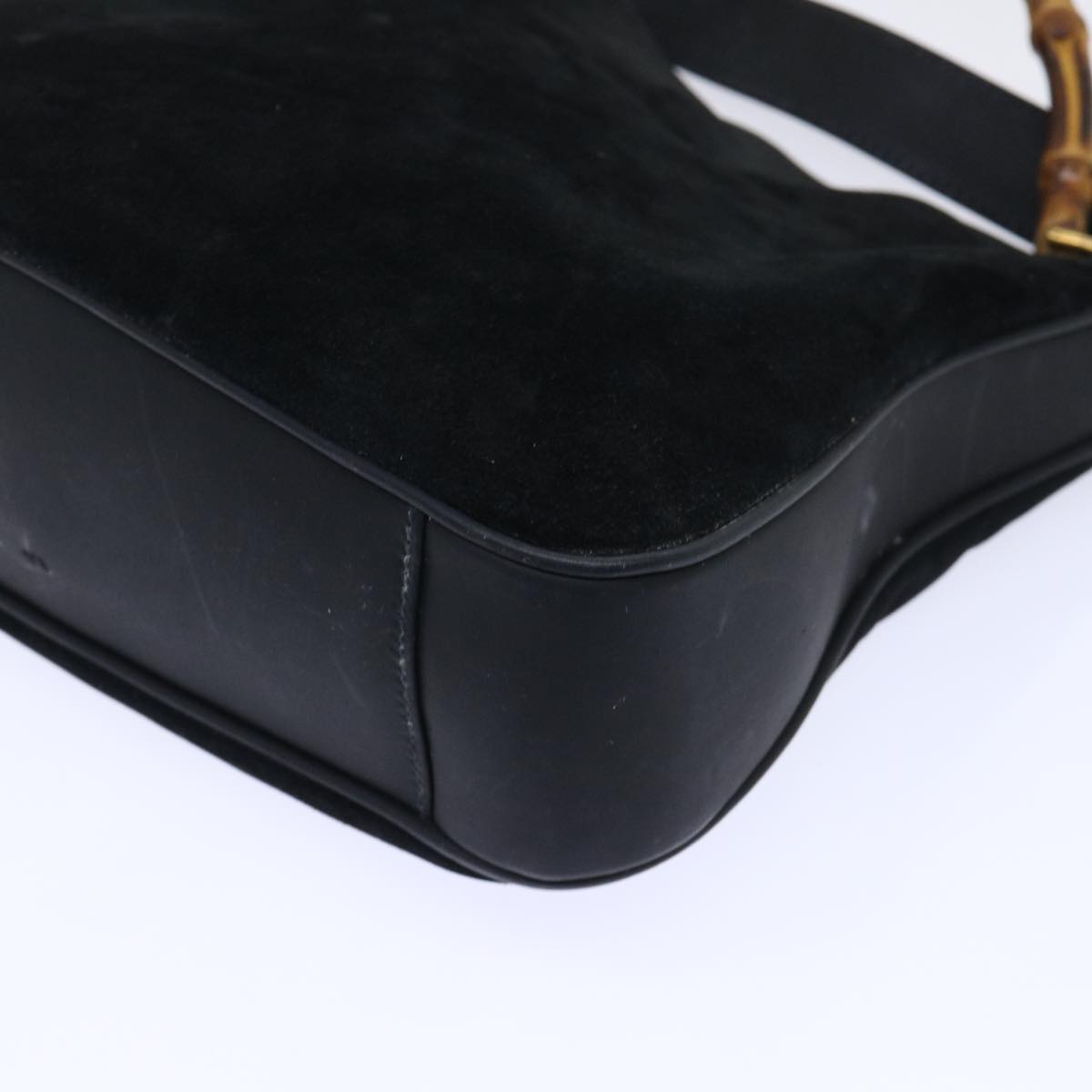 GUCCI Bamboo Shoulder Bag Suede 2way Black ac2139
