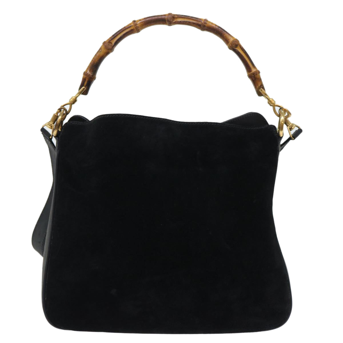 GUCCI Bamboo Shoulder Bag Suede 2way Black ac2139