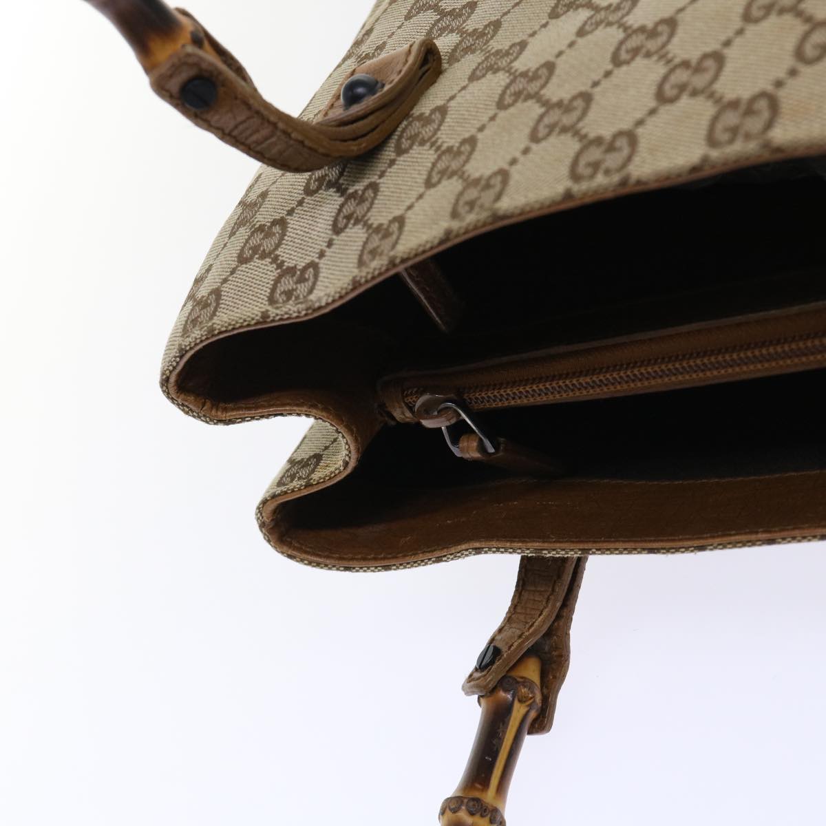 GUCCI GG Canvas Bamboo Shoulder Bag Canvas Leather Black 112526 ac2174