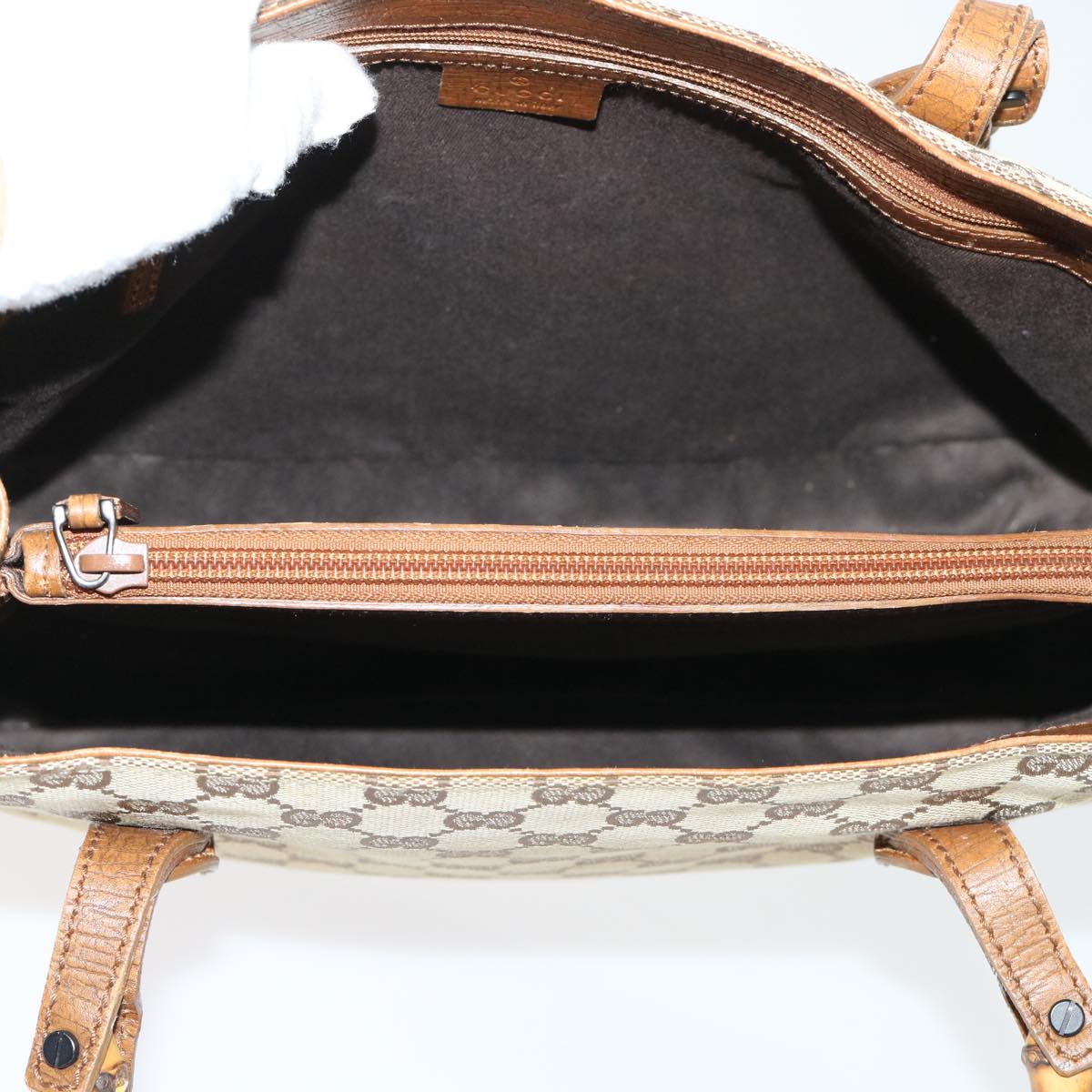 GUCCI GG Canvas Bamboo Shoulder Bag Canvas Leather Black 112526 ac2174