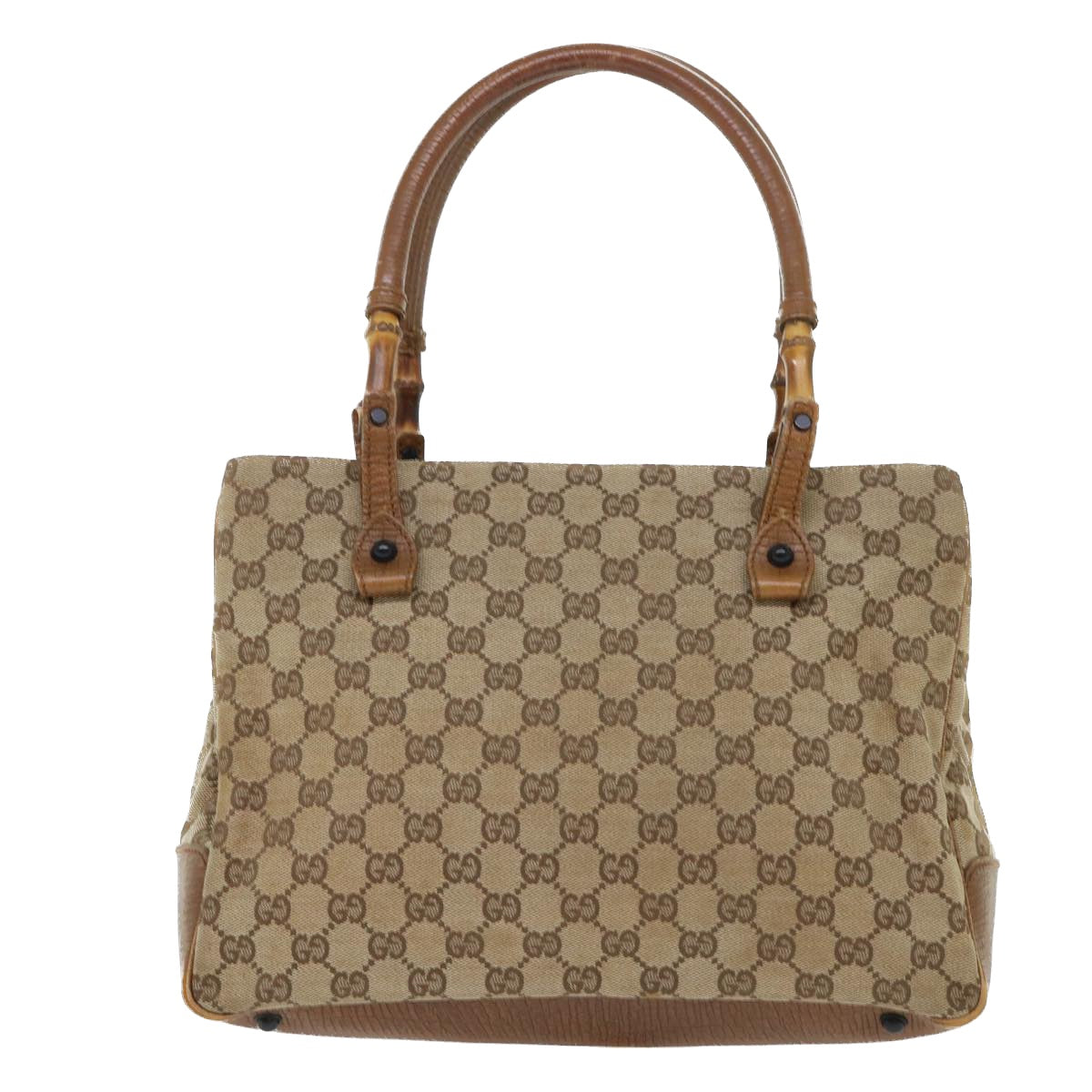 GUCCI GG Canvas Bamboo Shoulder Bag Canvas Leather Black 112526 ac2174