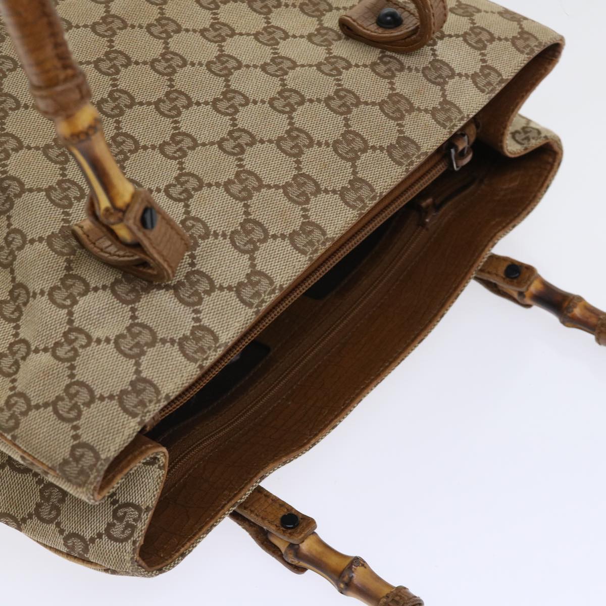 GUCCI GG Canvas Bamboo Shoulder Bag Canvas Leather Black 112526 ac2174