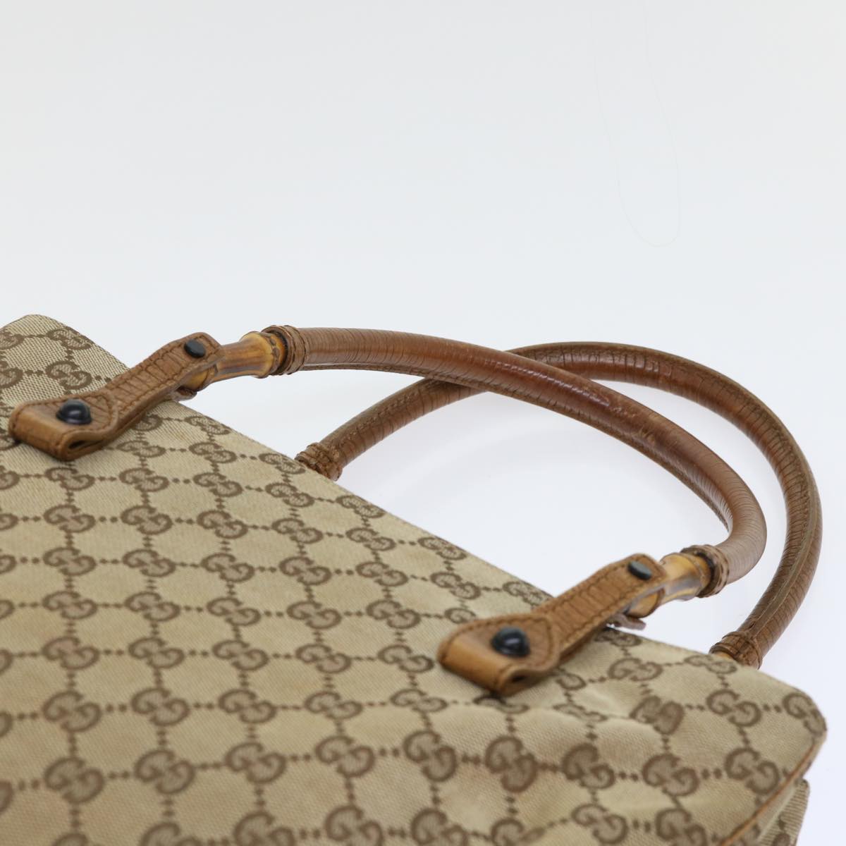 GUCCI GG Canvas Bamboo Shoulder Bag Canvas Leather Black 112526 ac2174