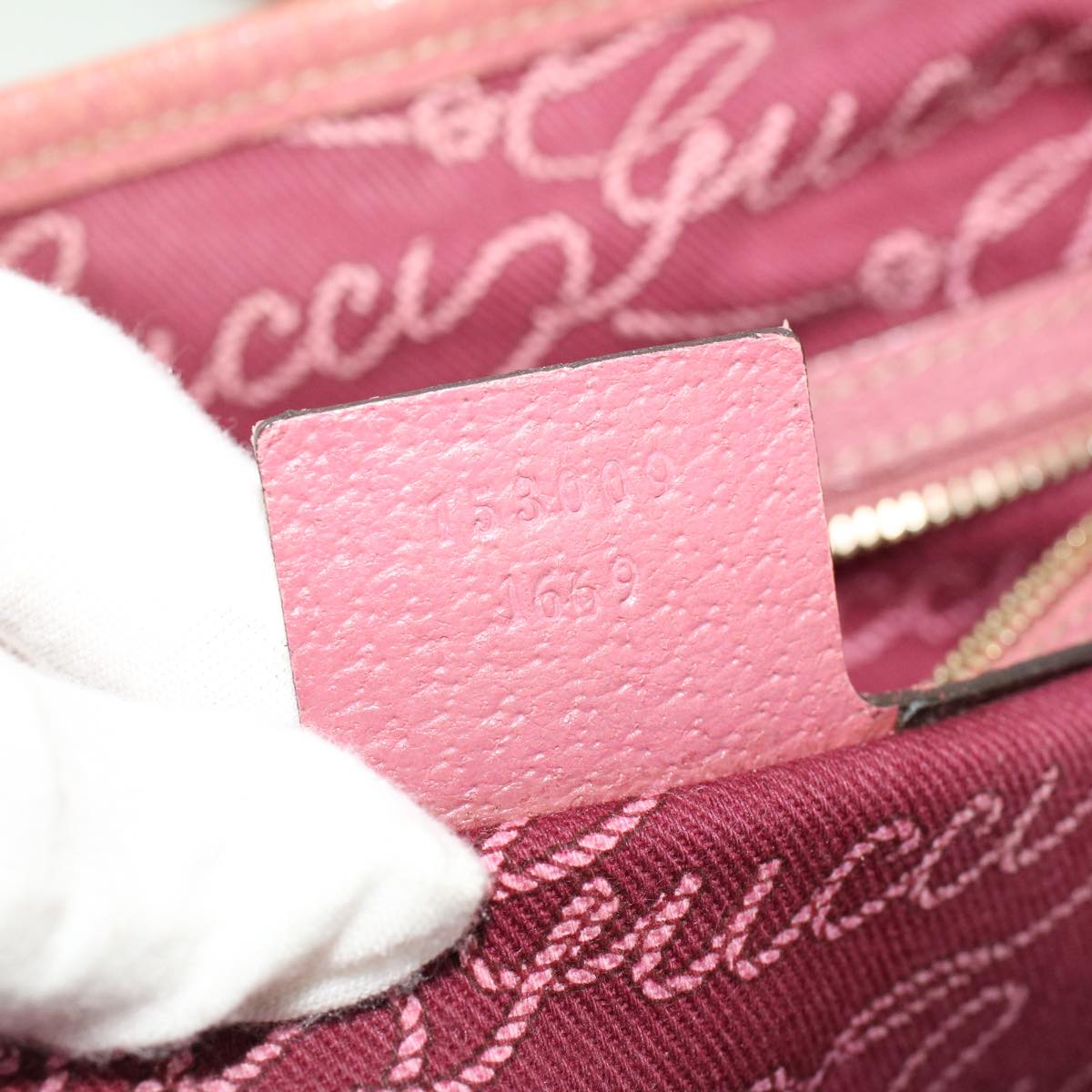 GUCCI GG Canvas Shoulder Bag Canvas Leather Beige Pink ac2175