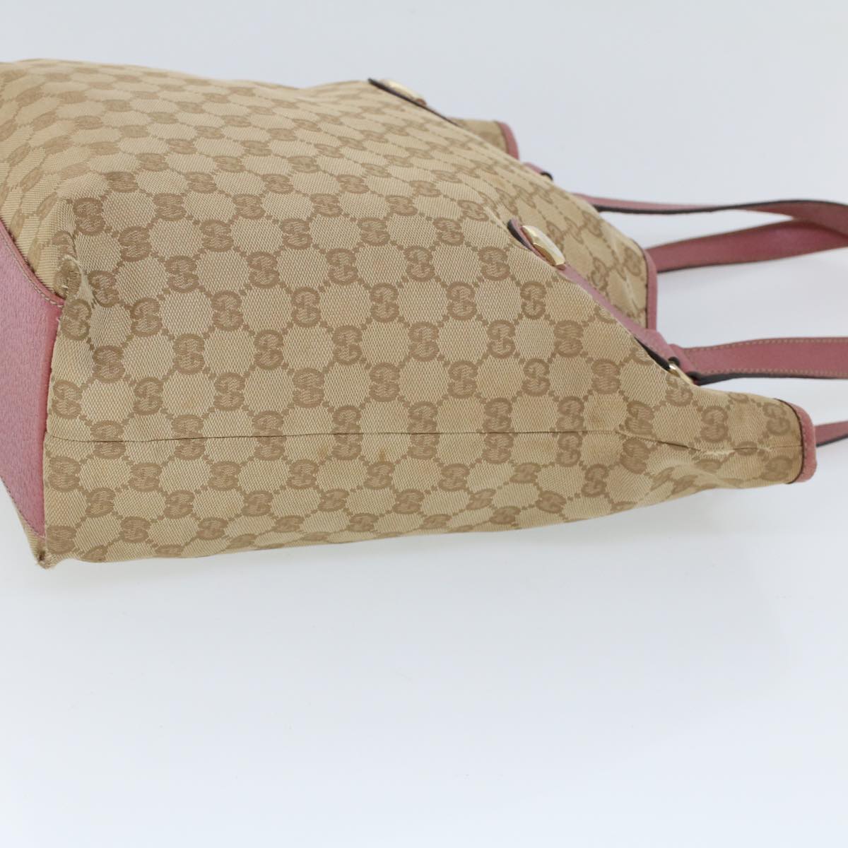 GUCCI GG Canvas Shoulder Bag Canvas Leather Beige Pink ac2175