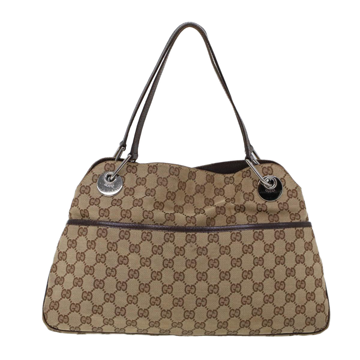 GUCCI GG Canvas Hand Bag Canvas Leather Beige Brown 121023 ac2176