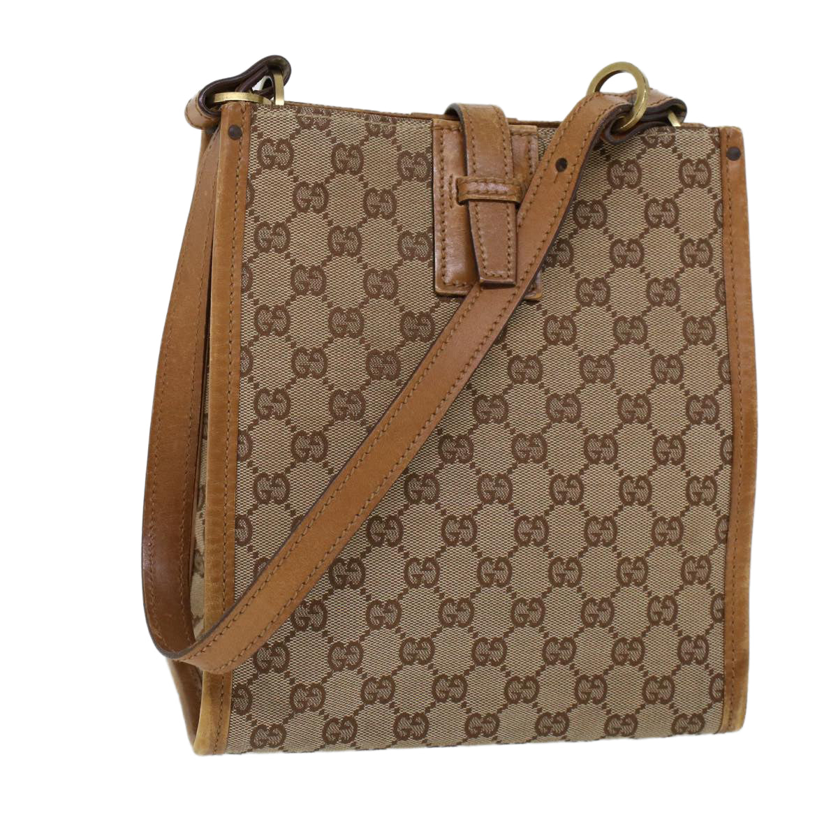 GUCCI GG Canvas Shoulder Bag Canvas Leather Beige Brown 110292 ac2178