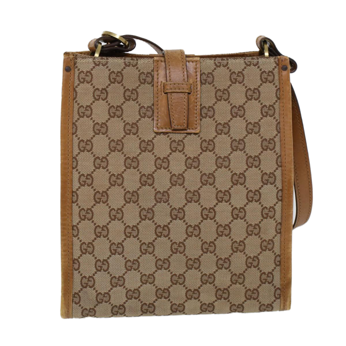 GUCCI GG Canvas Shoulder Bag Canvas Leather Beige Brown 110292 ac2178