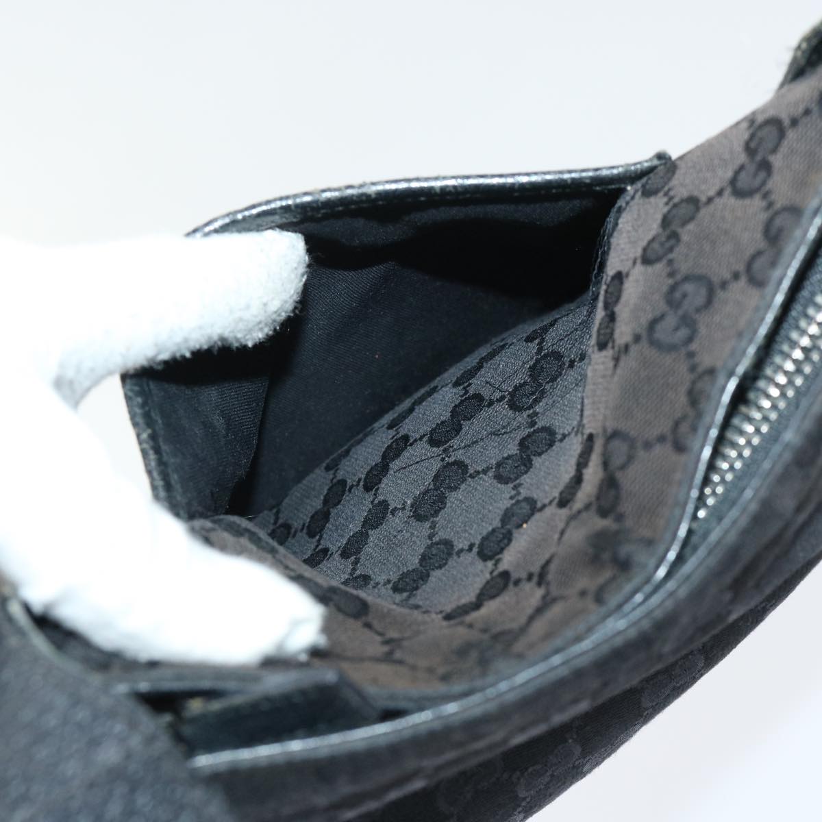 GUCCI GG Canvas Shoulder Bag Canvas Leather Black 122793 ac2179