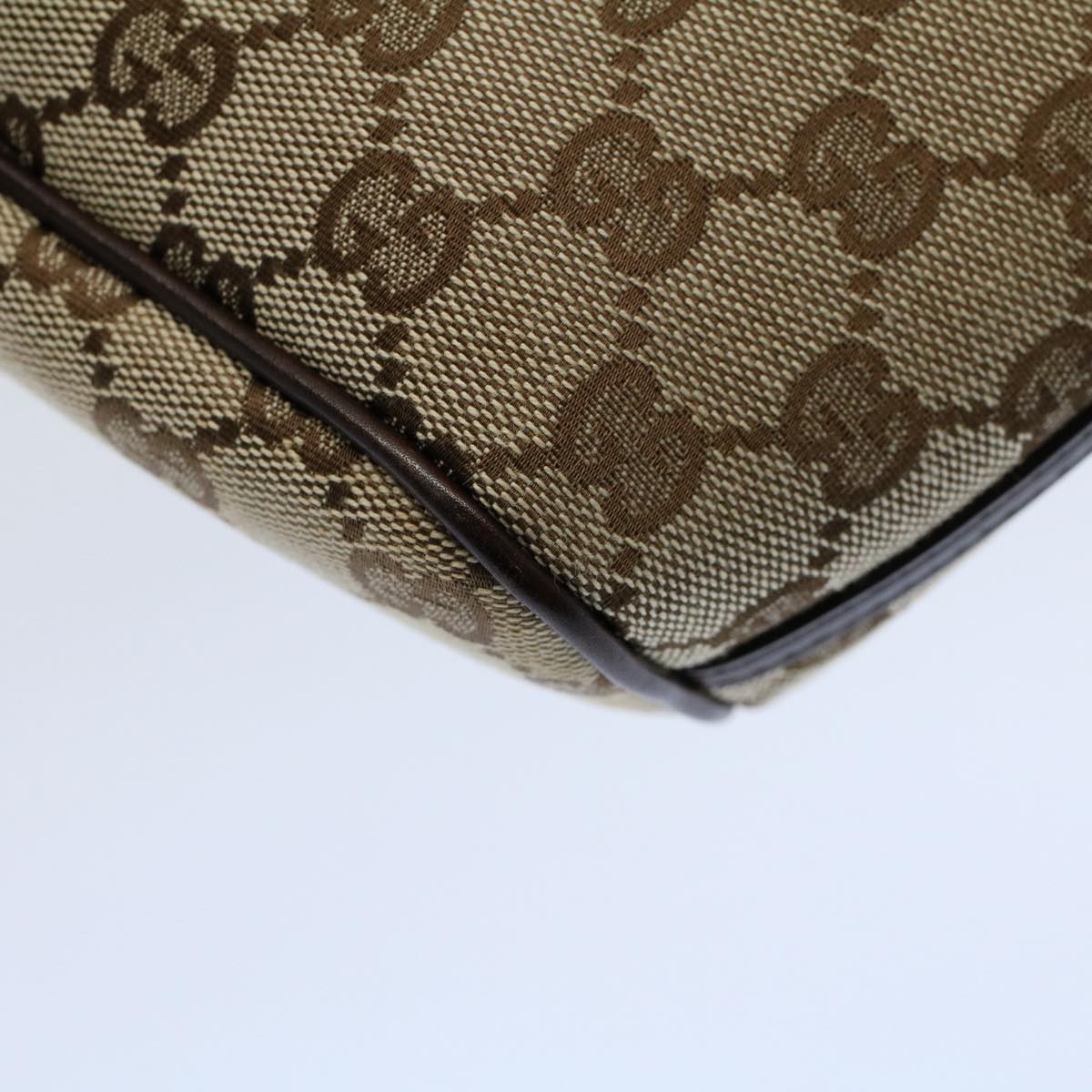 GUCCI GG Canvas Accessory Pouch Leather Beige 07198 ac2192