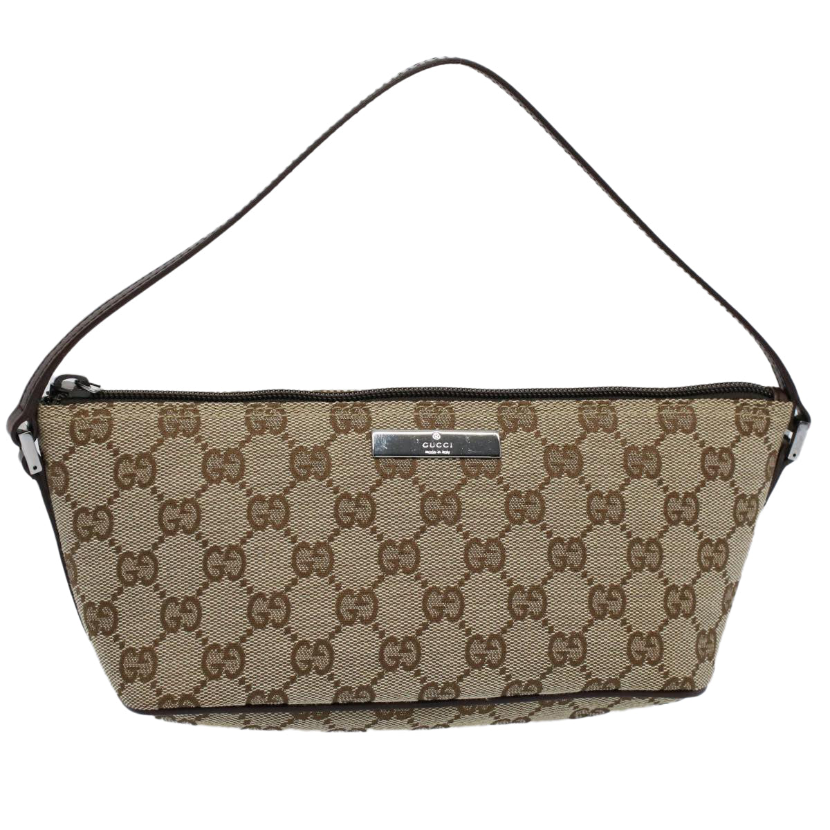 GUCCI GG Canvas Accessory Pouch Leather Beige 07198 ac2192