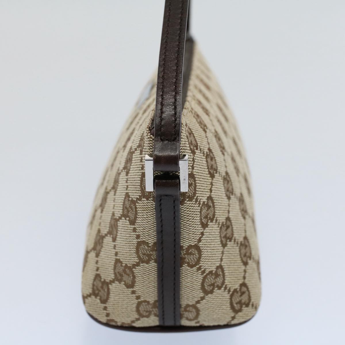 GUCCI GG Canvas Accessory Pouch Leather Beige 07198 ac2192