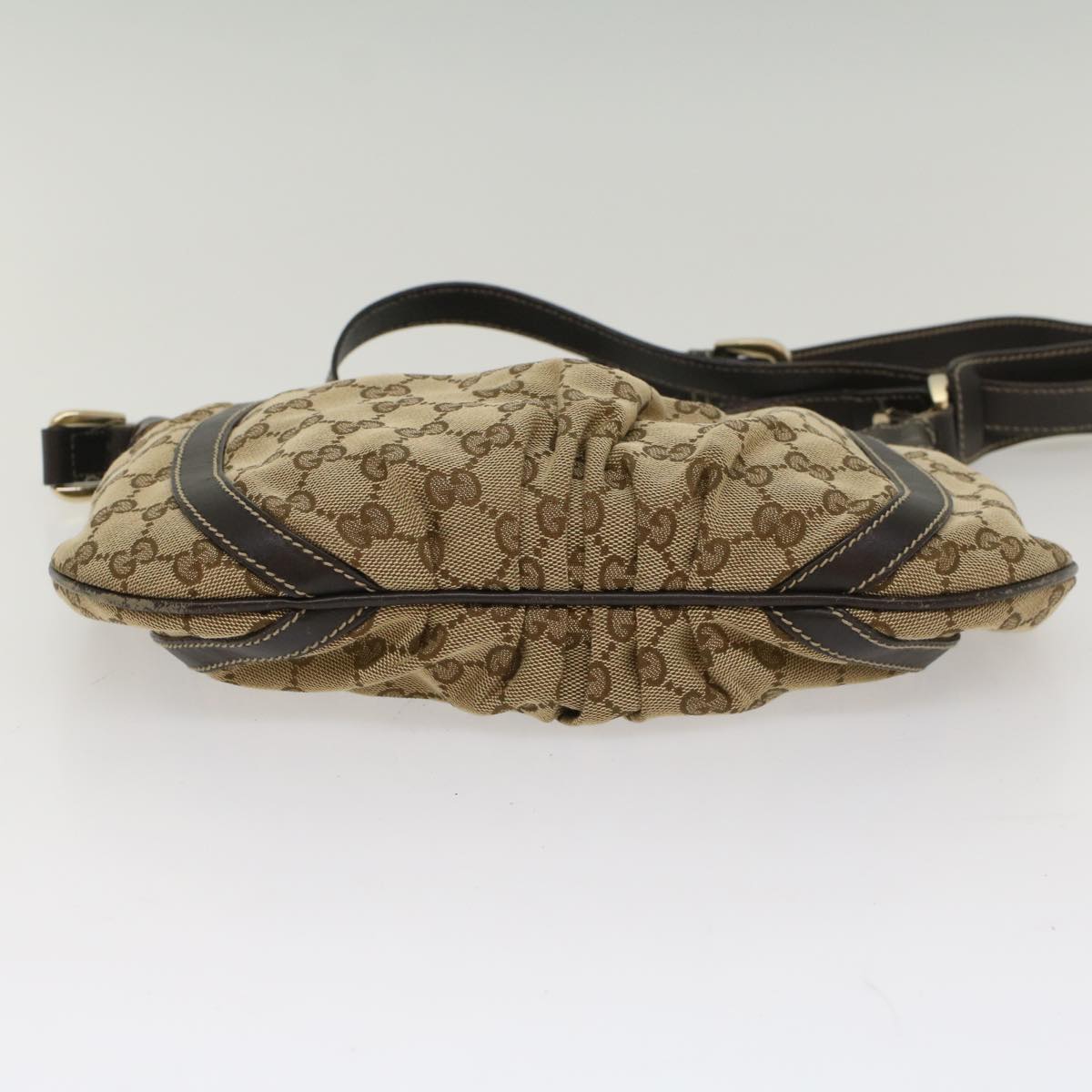 GUCCI GG Canvas Shoulder Bag Leather Beige 203257 ac2198