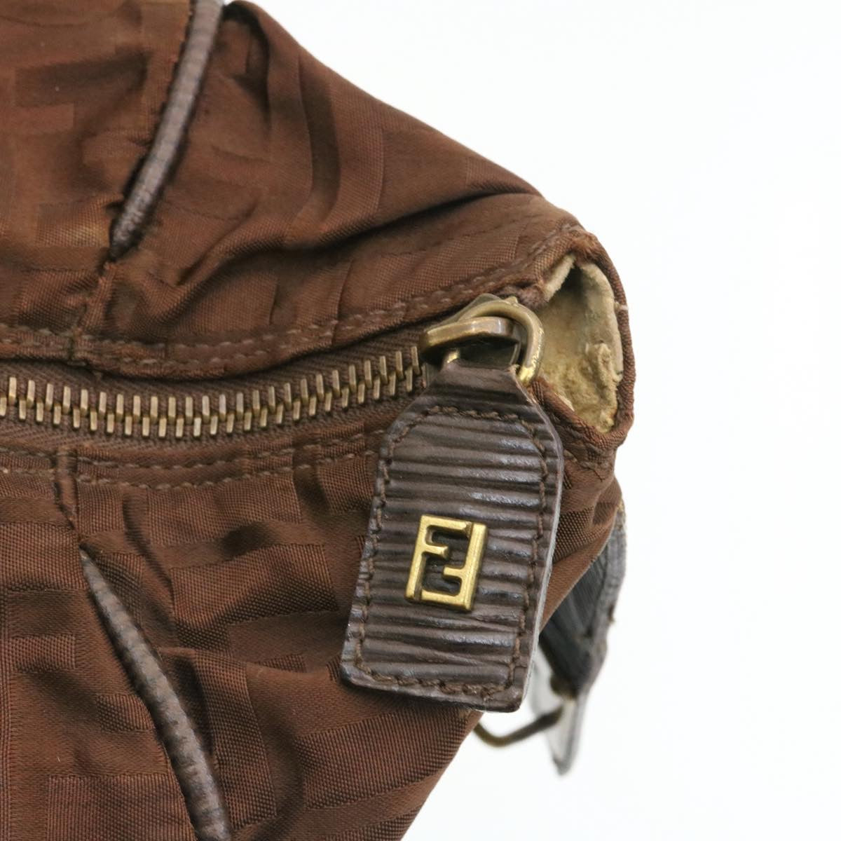 FENDI Zucca Canvas Pouch Pouch Brown Black ac241