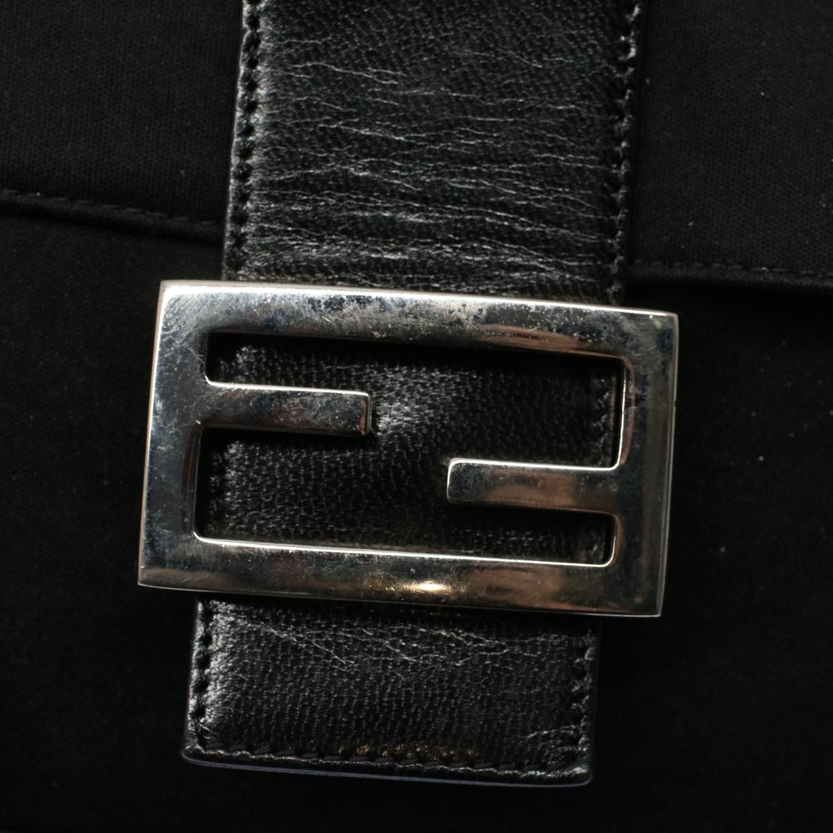 FENDI Mamma Baguette Shoulder Bag Nylon Black ac2413