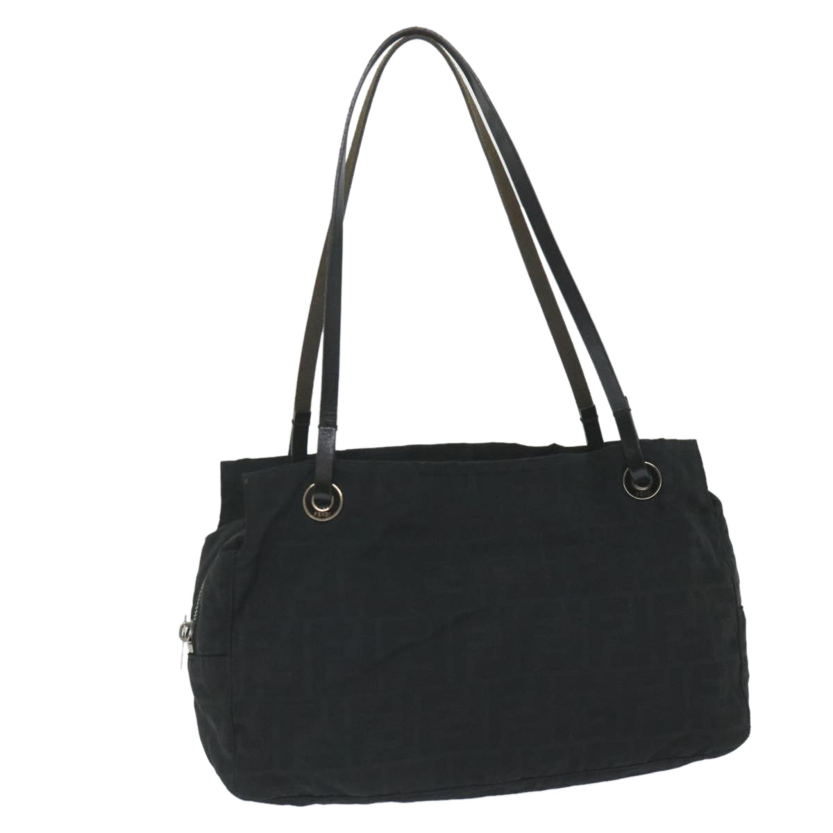 FENDI Zucca Canvas Tote Bag Nylon Leather Black ac2414