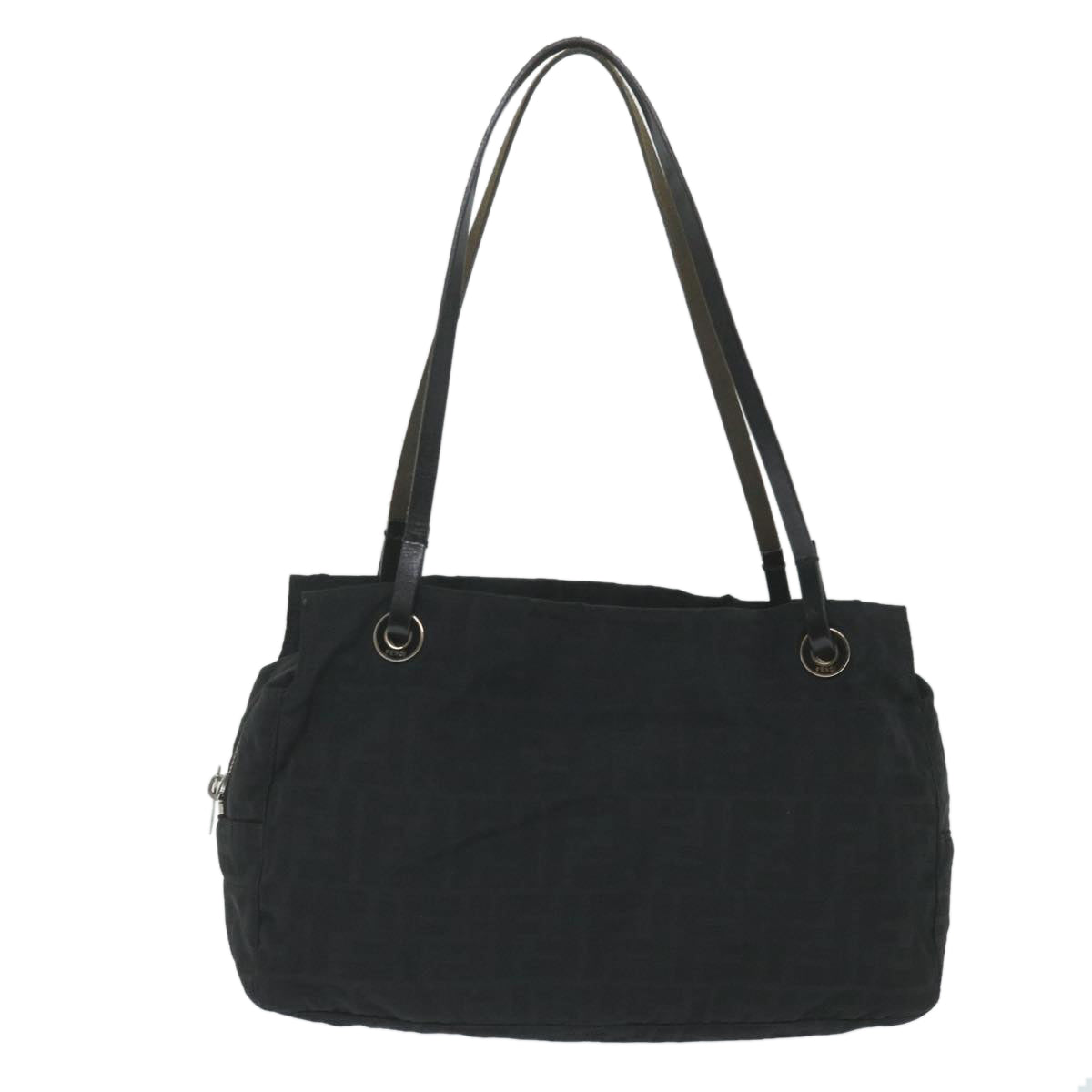 FENDI Zucca Canvas Tote Bag Nylon Leather Black ac2414