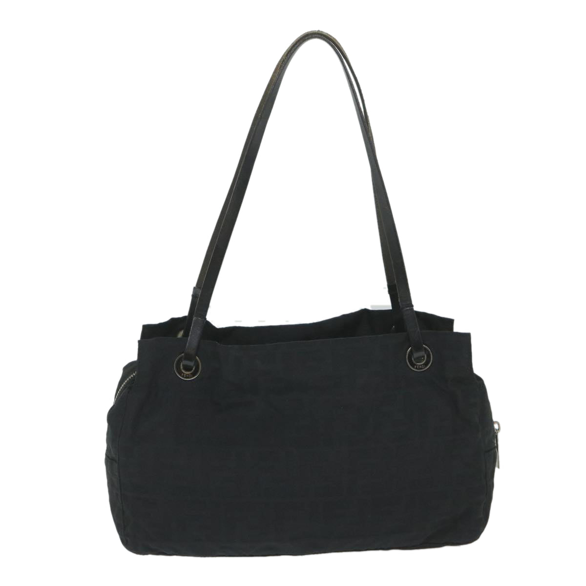 FENDI Zucca Canvas Tote Bag Nylon Leather Black ac2414