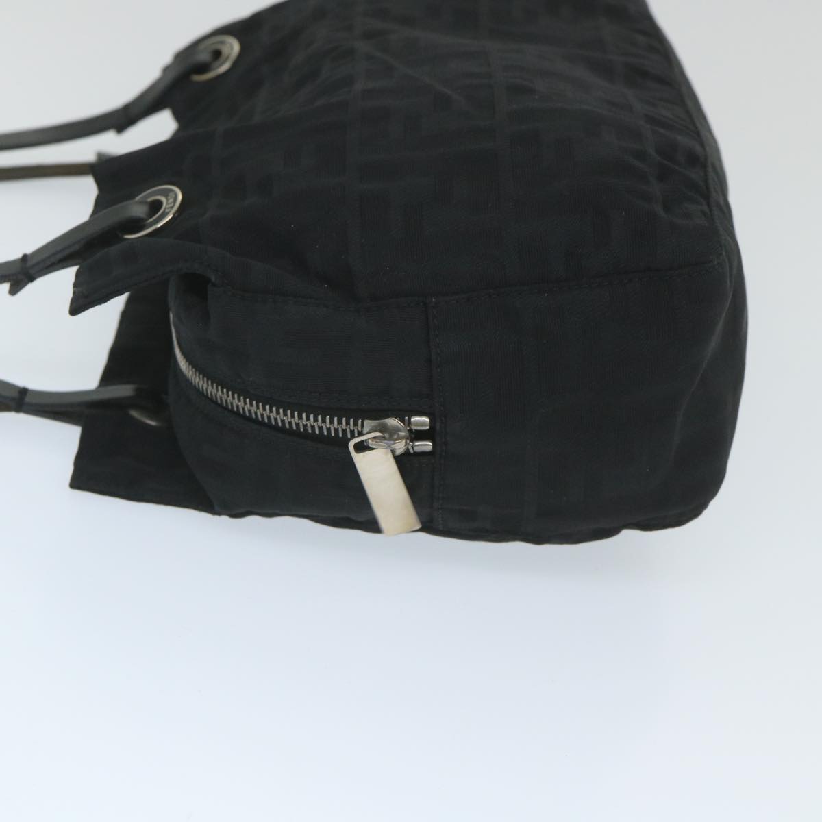 FENDI Zucca Canvas Tote Bag Nylon Leather Black ac2414