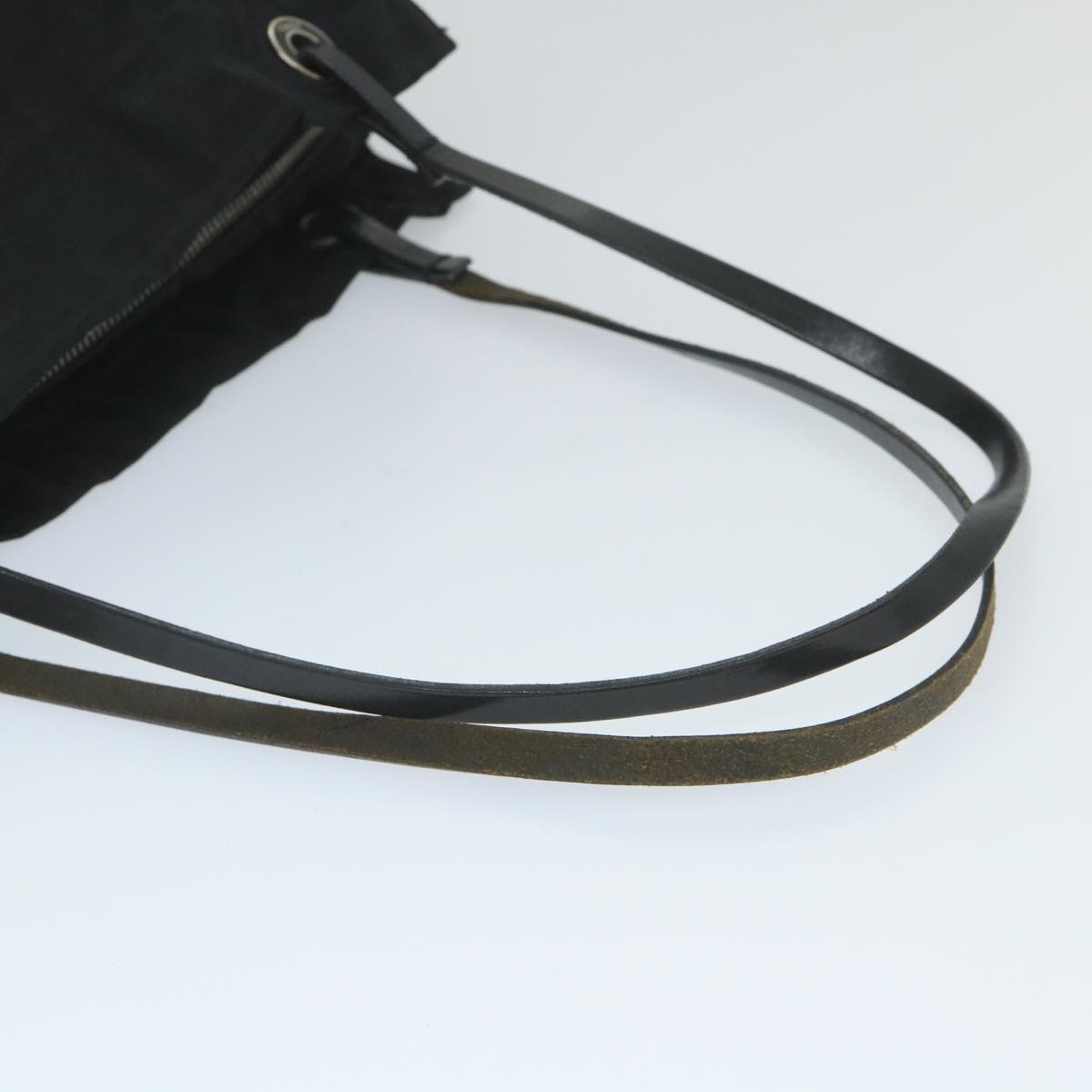 FENDI Zucca Canvas Tote Bag Nylon Leather Black ac2414