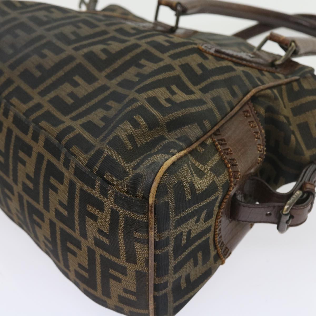 FENDI Zucca Canvas Shoulder Bag Black Brown ac2439