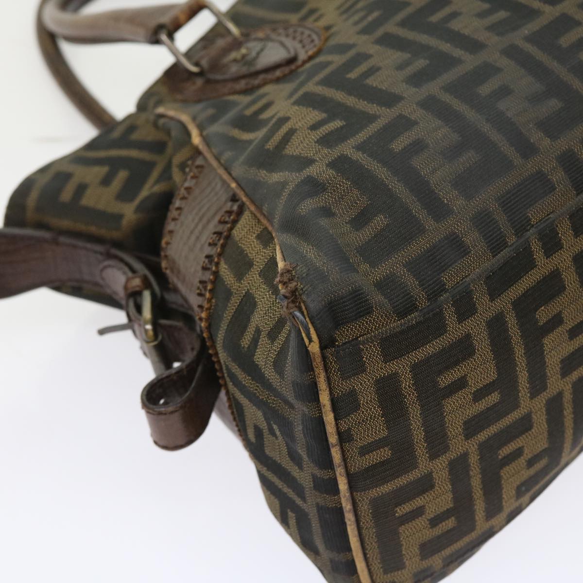 FENDI Zucca Canvas Shoulder Bag Black Brown ac2439