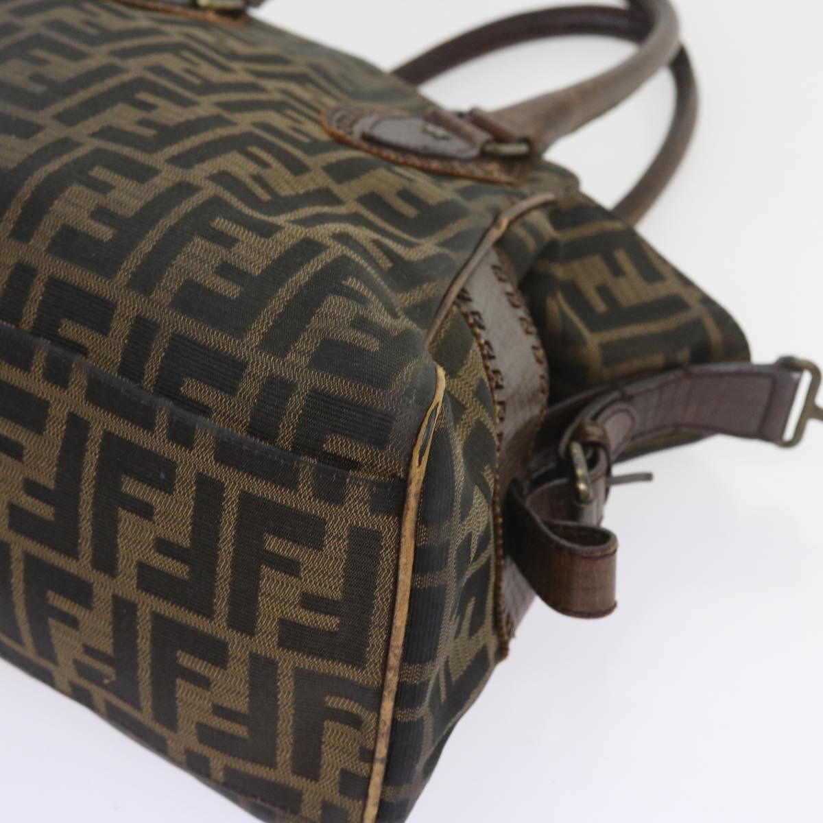 FENDI Zucca Canvas Shoulder Bag Black Brown ac2439