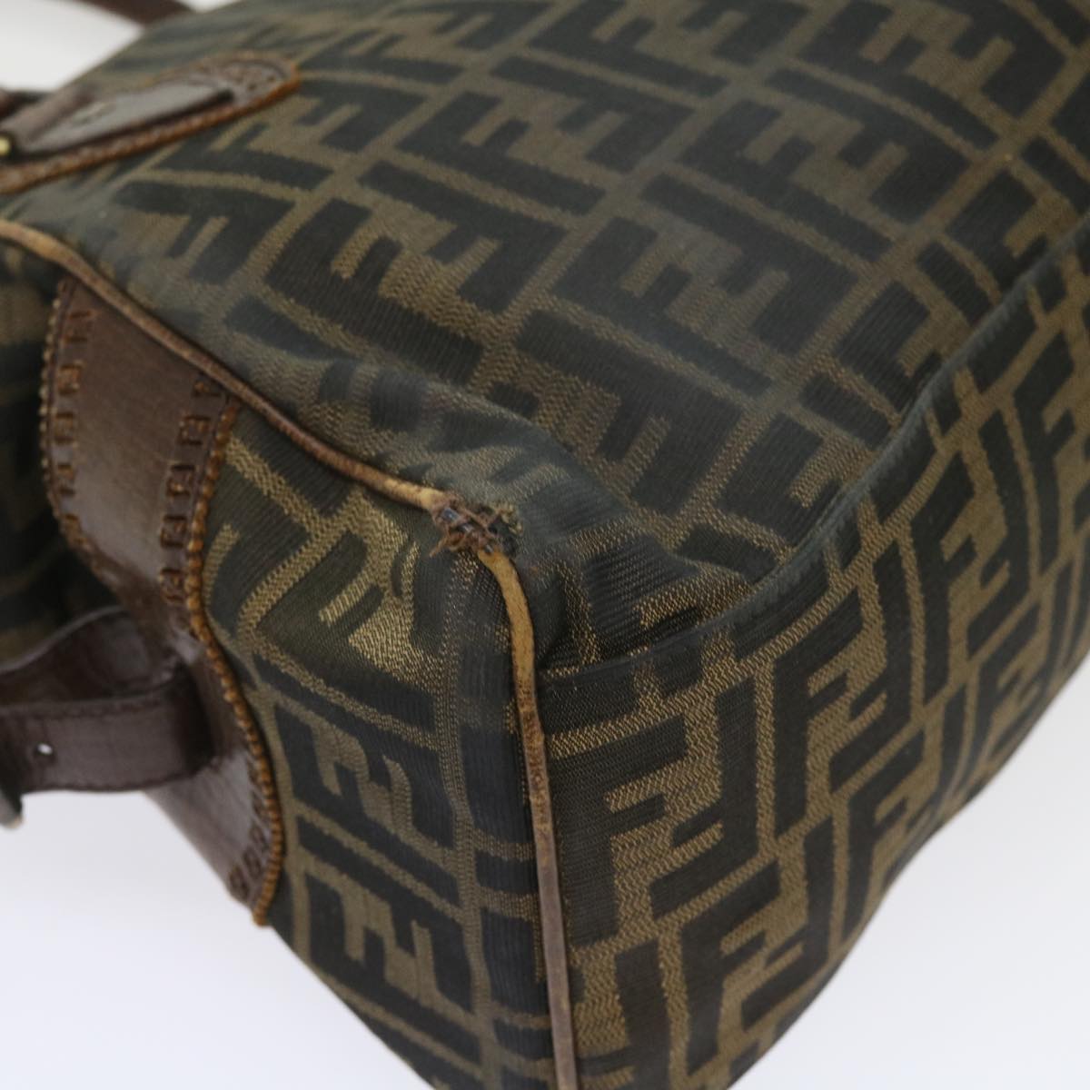 FENDI Zucca Canvas Shoulder Bag Black Brown ac2439
