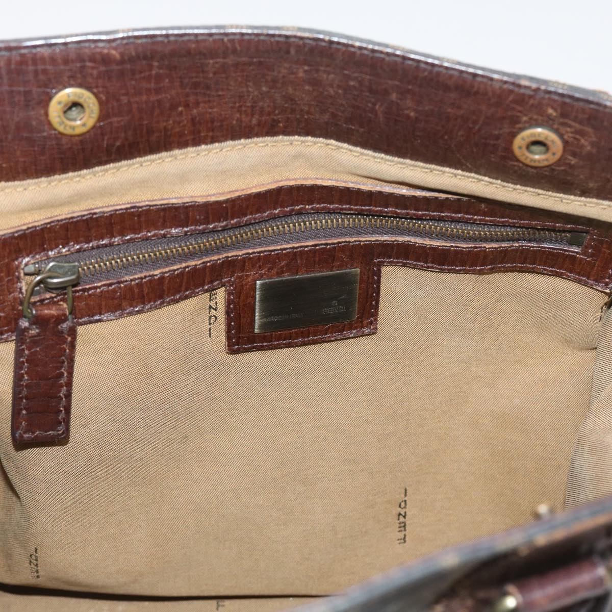FENDI Zucca Canvas Shoulder Bag Black Brown ac2439