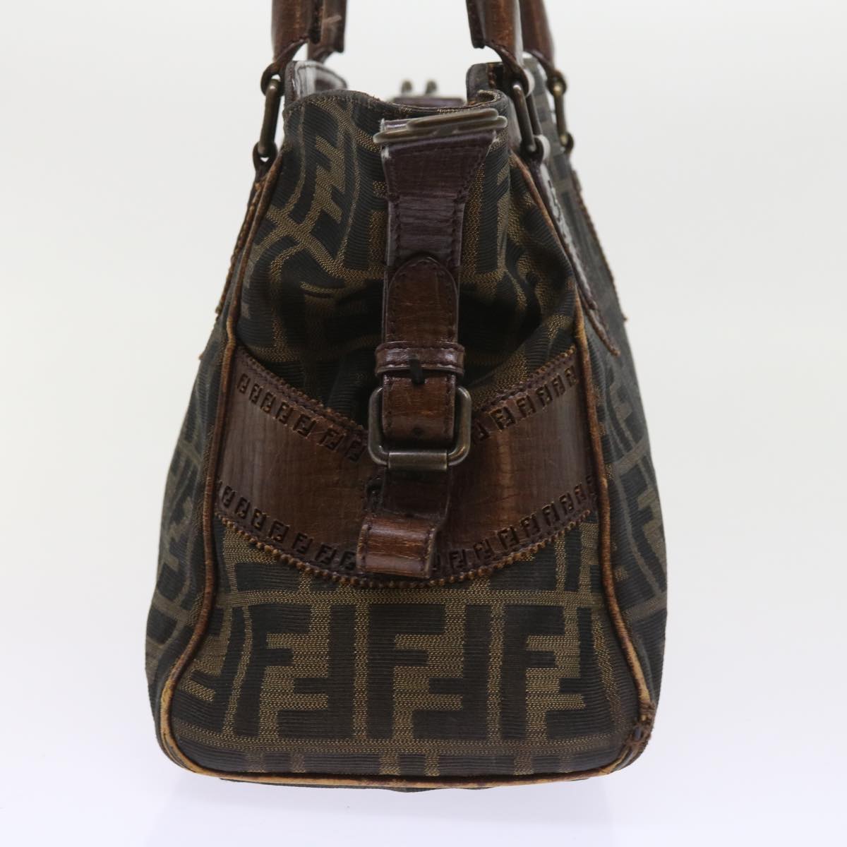 FENDI Zucca Canvas Shoulder Bag Black Brown ac2439